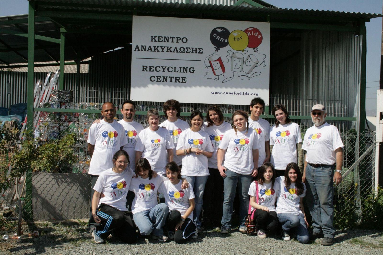Cans For Kids volunteers at the recycling centre